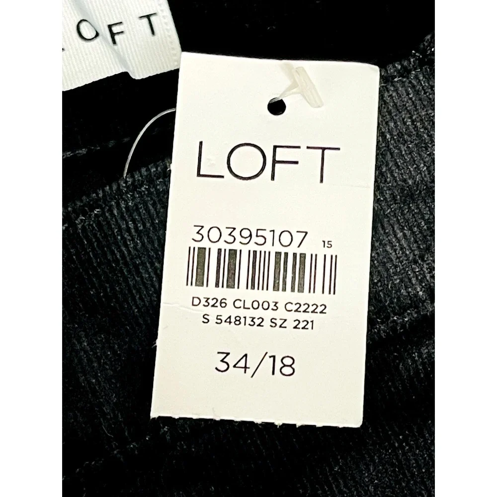 Nwt Loft Pants Women's 34 Blue Velvet Straight Leg Dark Wash‎ High Waist Skinny